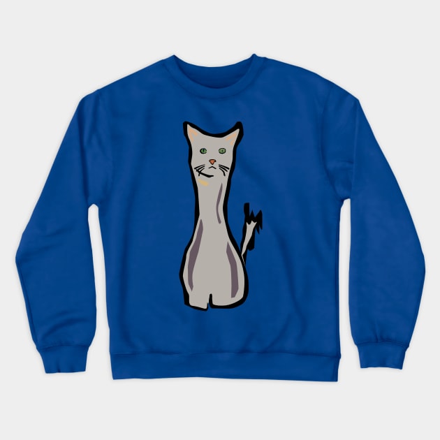 Tall Grey Cat Crewneck Sweatshirt by Kelliboo